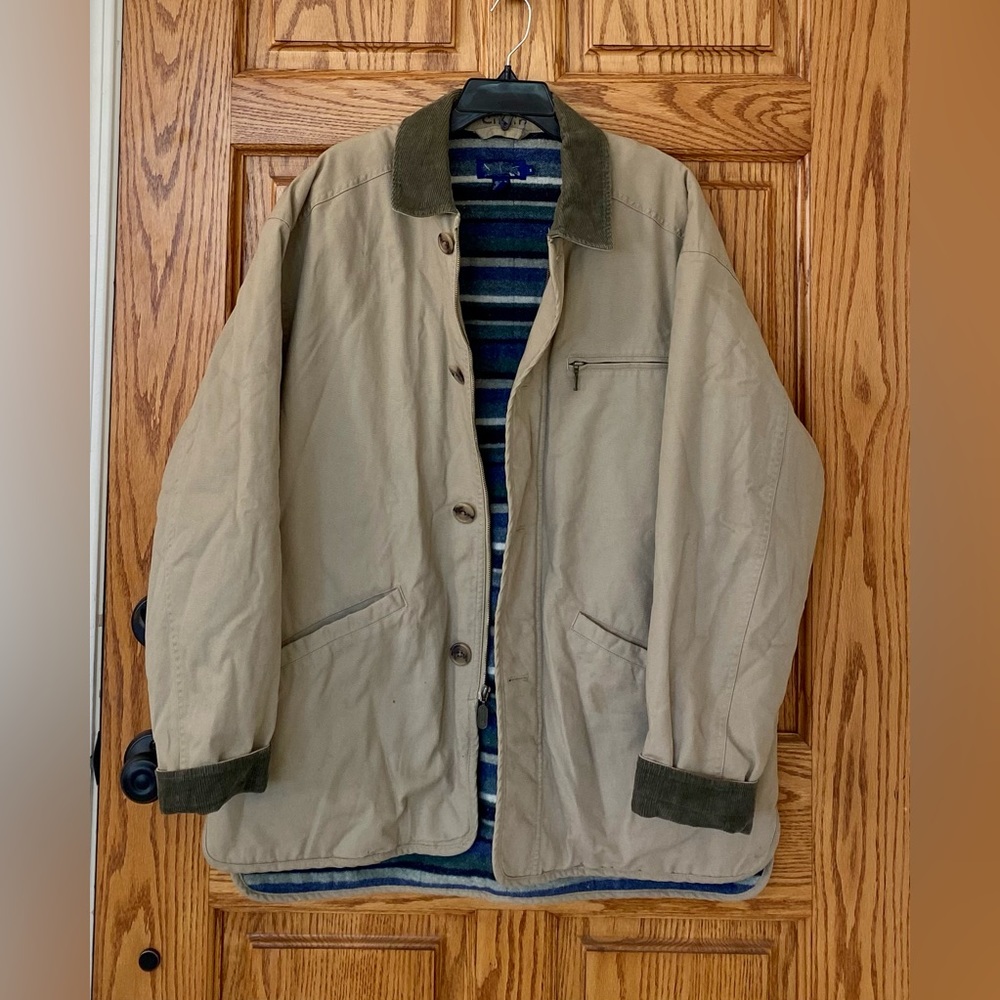 J Crew Canvas Wool Blanket Lined Chore Coat Corduroy Collar Farm Ranch Men’s M
